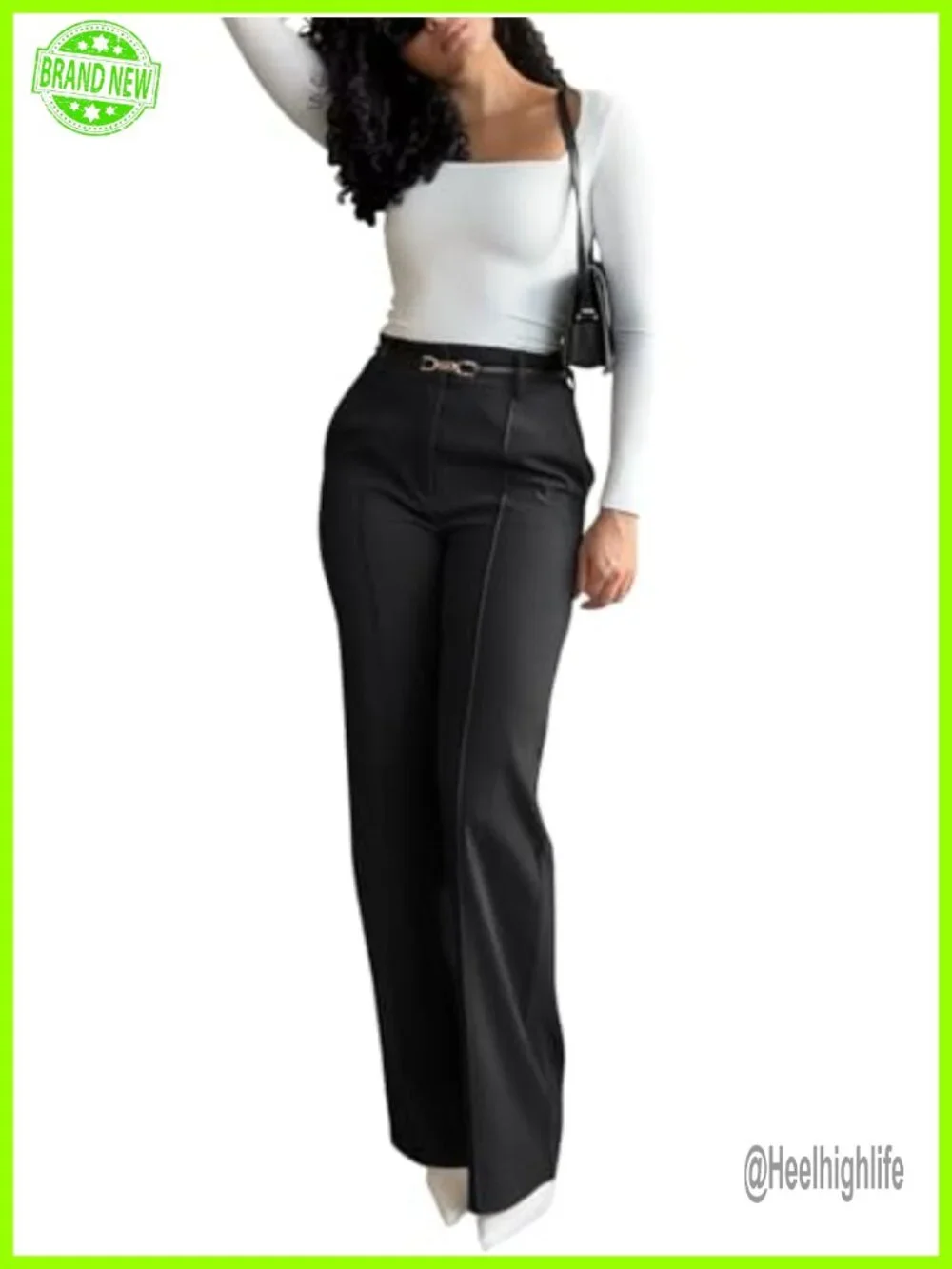 High Waisted Wide Leg Dress Trousers with Pockets